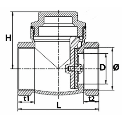 Clapet simple battant siège EPDM F3" - DIFF