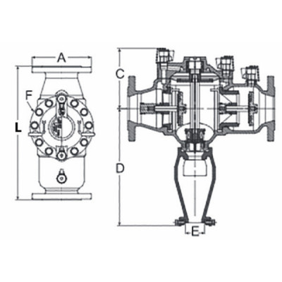 Controllable flanged backflow preventer reduced pressure zone BA 65 - SOCLA : 149B3486