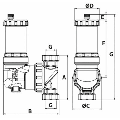 Séparateur d'air orientable AIRTERM UP F1" - RBM : 26490600
