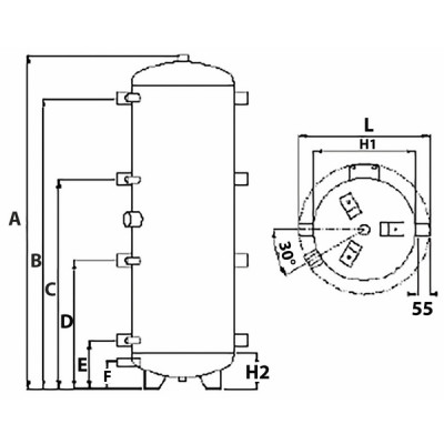 Acumulador intermedio 300L - vaciado en punto bajo - DIFF