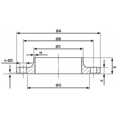 Collar flange to be welded steel DN20 - DIFF