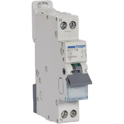 Circuit breaker 1P N 4.5-6kA curve C-10A- HAGER - MJT710