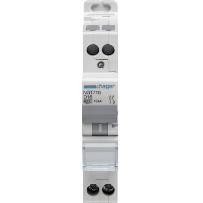 Circuit breaker 1P N 6-10kA curve D-2A- HAGER - NGT702