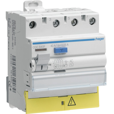 Interrupteur différentiel 3P+N 25A 30mA  - HAGER : CDC825F