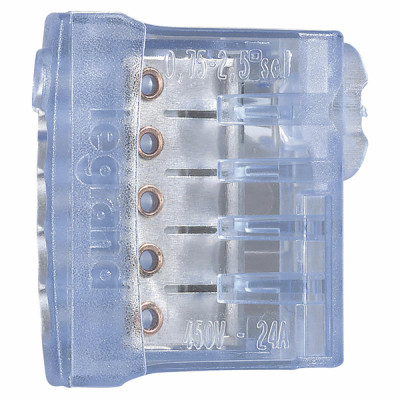 Barrette de connexion NYLBLOC auto pour fils rigides - bornes bleues pour 5 fils (X 9)
