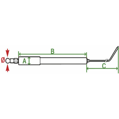 Électrode allumage C135/200- DIFF pour Cuenod - 13015834  - (X2)