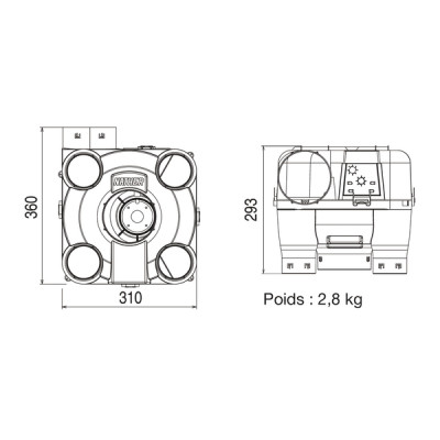 Caisson VMC autoréglable KHEO 3 + 2 bouches - NATHER : 996515