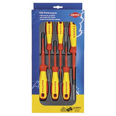 Set of 6 screwdrivers VDE PHILLIPS/POZIDRIV voltage 1000V - KNIPEX - WERK : 00 20 12 V03