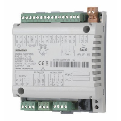 Room controller with 3-speed fan and electric heating coil - SIEMENS : RXB22.1/FC-12