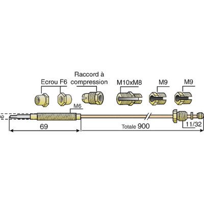 Termopar 7 racores lg 900mm