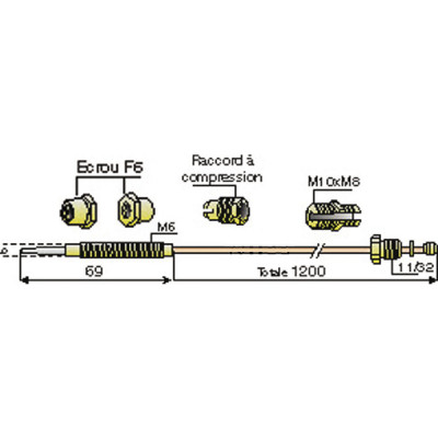 Thermocouple 6 raccords L900mm