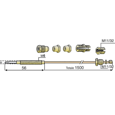Termopar 7 racores grande cocina lg 1500mm