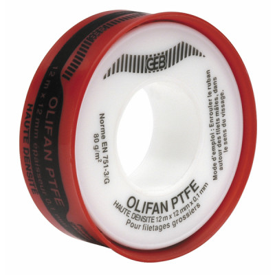 Cinta ptfe ALTA densidad 12mm- GEB - 815153  - (X10)