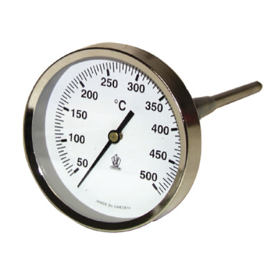 Round smoke thermometer 50 to 500°c ø80mm probe 30
