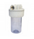 Plastic container for filtering cartridge