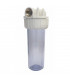 Plastic container for filtering cartridge