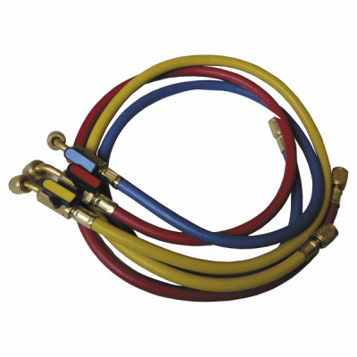 Set of 3 hoses flare connection FF 1/4" with valve- GALAXAIR - SA-CT360-RYB