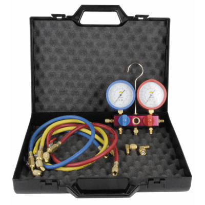 Manifold 2 vías de bola con manómetro Ø80 AP - GALAXAIR : M2BS-F-BC