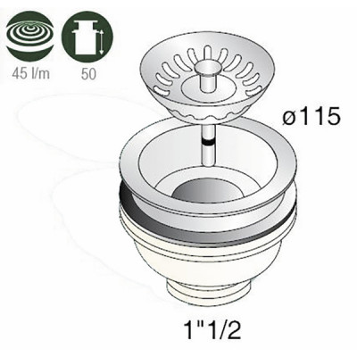 Manual sink drain with basket without over flow